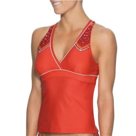 Athleta Cozumel tankini Swim Top Red M Activewear - Picture 1 of 8